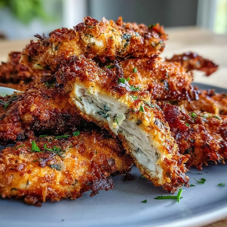 Freshly baked Crispy Panko Ranch Chicken Tenders garnished with parsley, ready for a quick dinner.