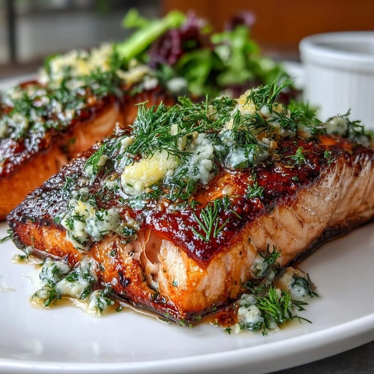 Roasted cauliflower and herb butter salmon: a low-carb dinner with flaky fish, zesty lemon butter, and perfectly caramelized vegetables.  