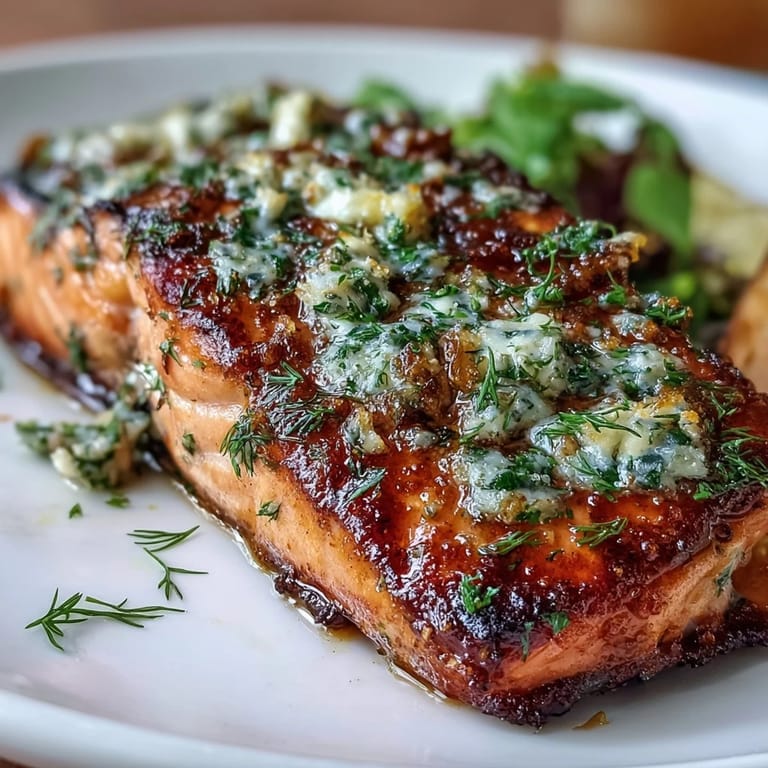 Easy Keto Herb Butter Salmon: succulent salmon with creamy herb butter, paired with smoky roasted cauliflower for a satisfying, healthy meal.