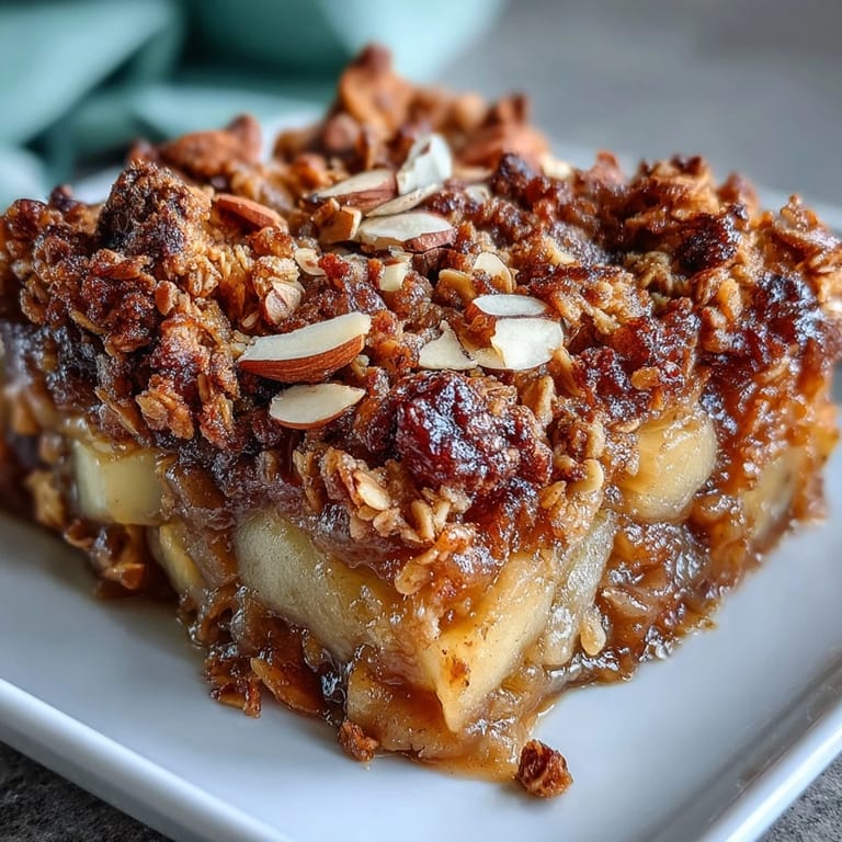 Fragrant apple crisp baked with cardamom, cinnamon, and nutmeg, topped with crunchy oat and almond crumble.