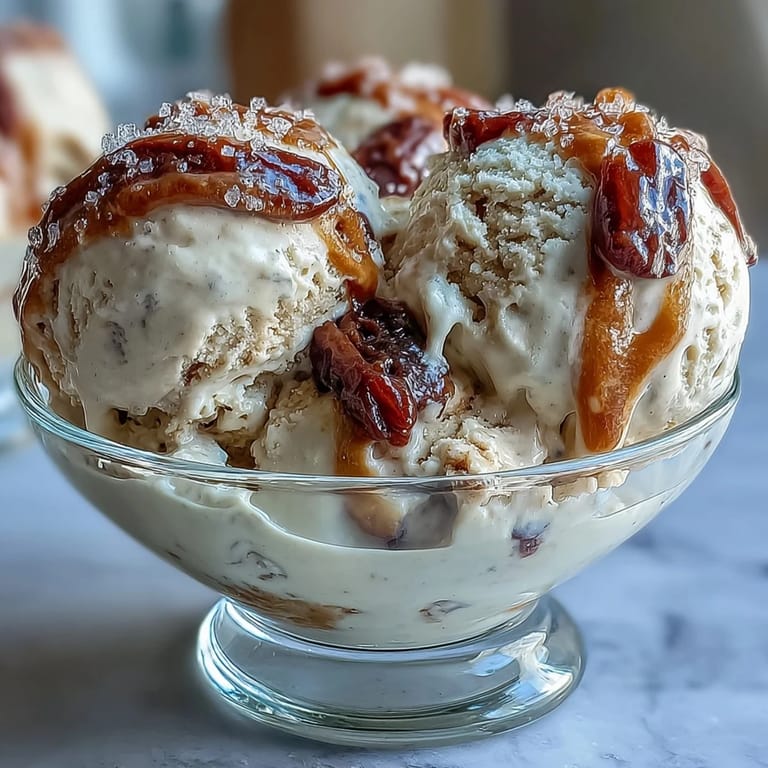 Silky homemade tahini ice cream swirled with luscious date compote and finished with a sprinkle of flaky sea salt.  