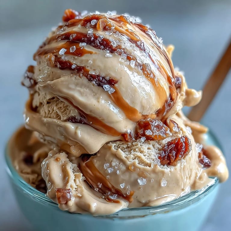 Decadent tahini ice cream featuring Medjool dates and vanilla custard, ideal for those craving a unique Middle Eastern-inspired treat.