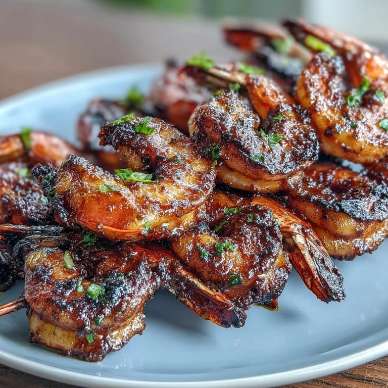 2. Grilled jerk seasoning shrimp skewers with smoky char, paired with creamy coconut rice and a sprinkle of fresh cilantro.  
