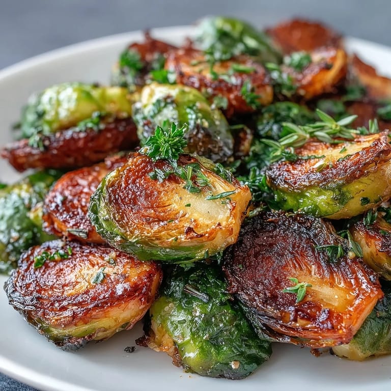 Herb-lemon Brussels sprouts roasted until crisp-tender, finished with a sprinkle of toasted almonds for added texture and flavor.