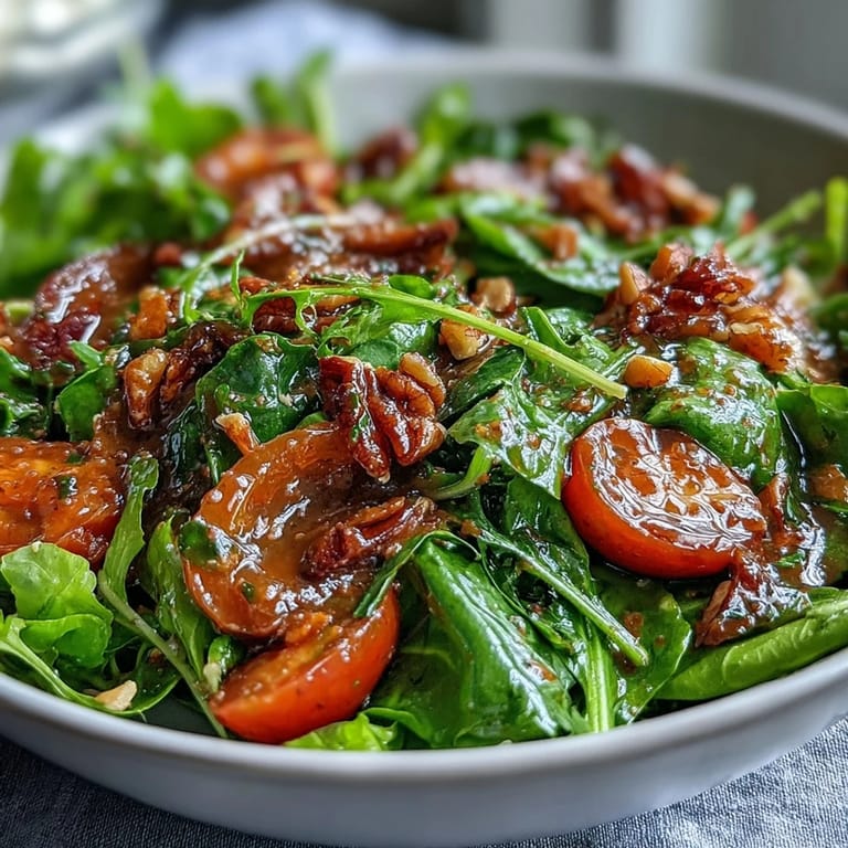 Colorful spring greens salad topped with honey mustard dressing, feta cheese, and sliced vegetables—perfect for healthy eating or entertaining.
