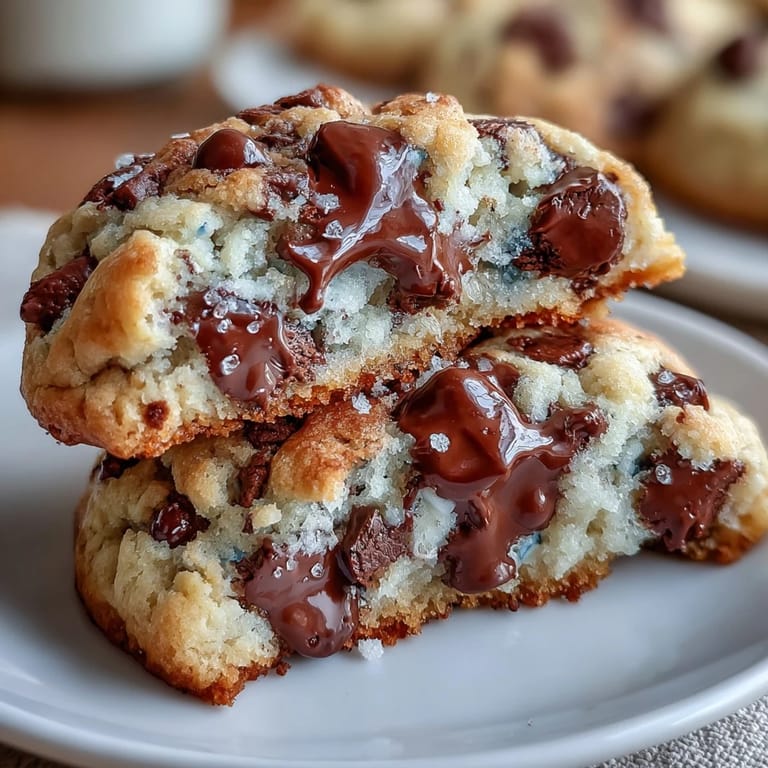 Golden-brown cottage cheese chocolate chip cookies fresh from the oven, featuring melty chocolate pockets and a tender, moist crumb.