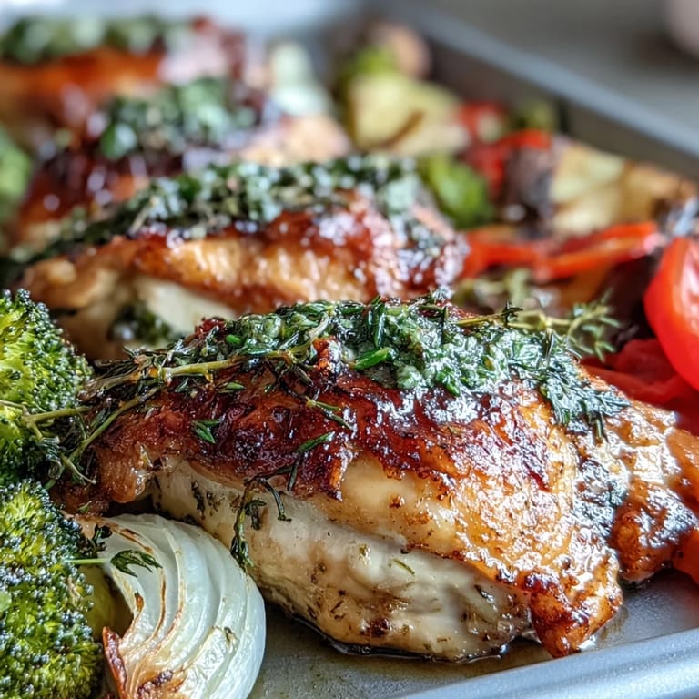 Wholesome sheet pan meal with tender chicken and caramelized veggies, seasoned with Italian herbs for maximum flavor.