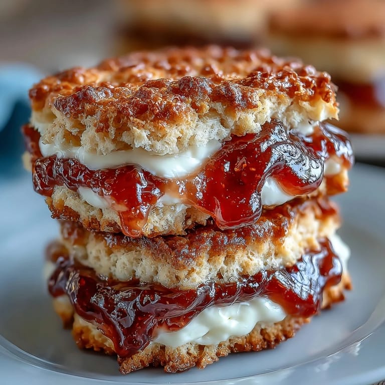 Buttery, melt-in-your-mouth cookies filled with rich clotted cream and vibrant strawberry jam—ideal for dessert or gifting.  