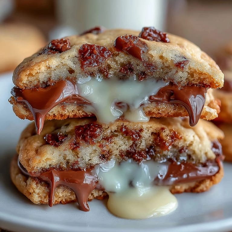 Decadent chocolate chip cookies hiding a surprise Cadbury Creme Egg filling inside
