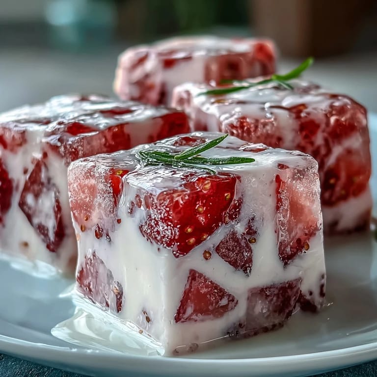 Layers of strawberry and rose gelatin form a colorful mosaic, elegantly set in a creamy vanilla-infused milk base.