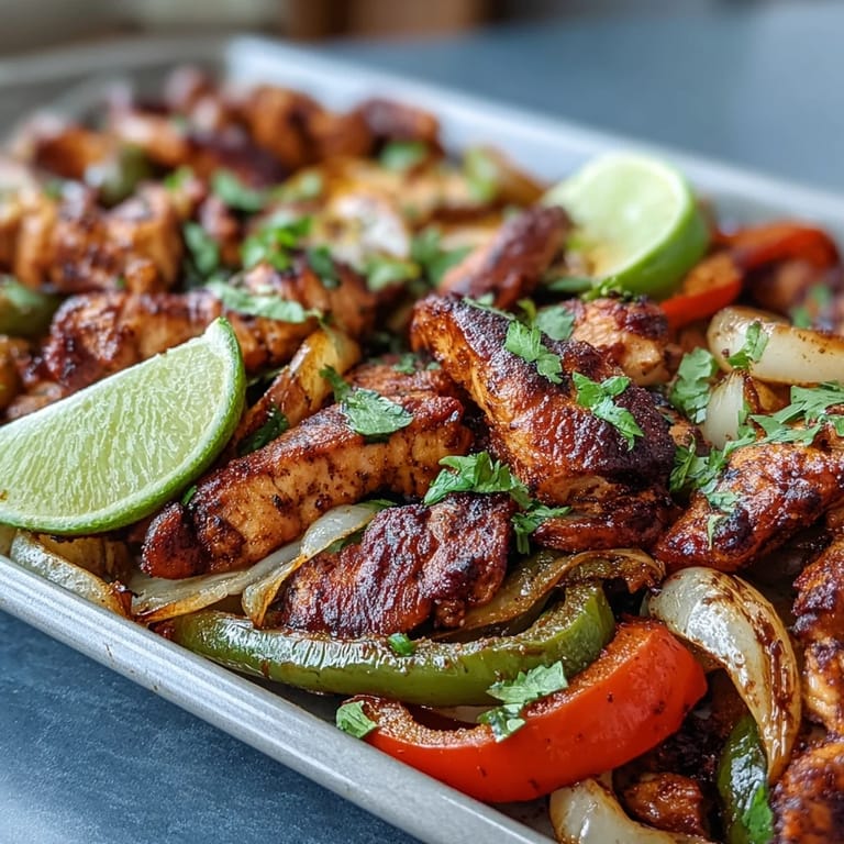 Juicy Sheet Pan Chicken Fajitas, spiced and caramelized, a weeknight dinner dream.