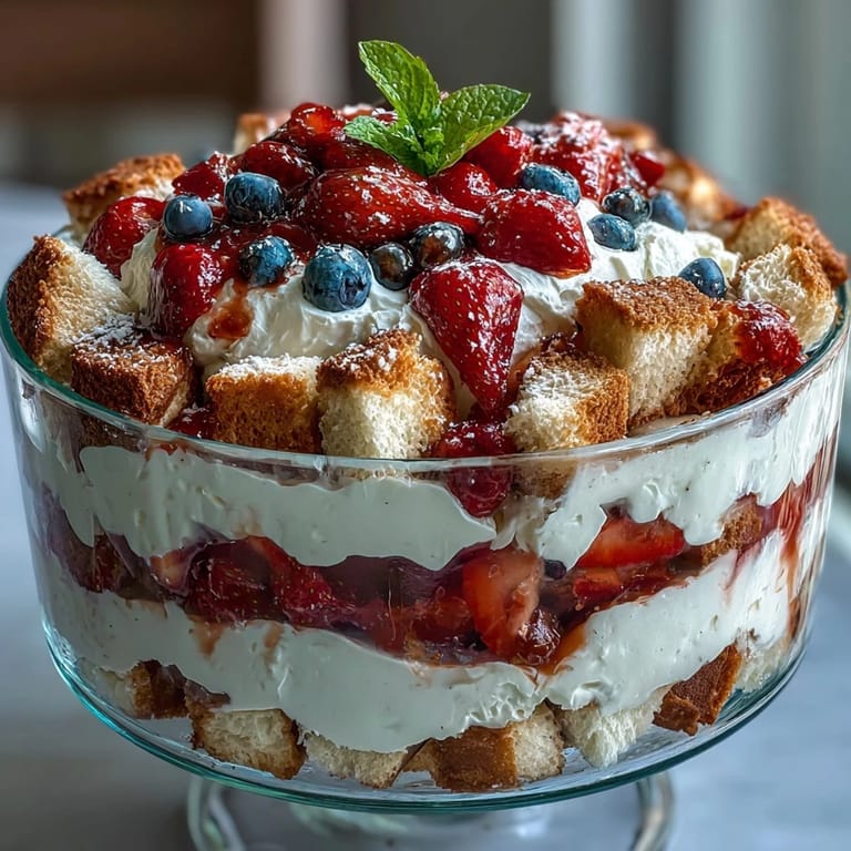 Delicious Red White Blue Berry Trifle, a patriotic dessert ready for sharing.