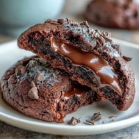 Decadent dark chocolate vanilla cookies with a chewy texture, perfect for dessert lovers.  